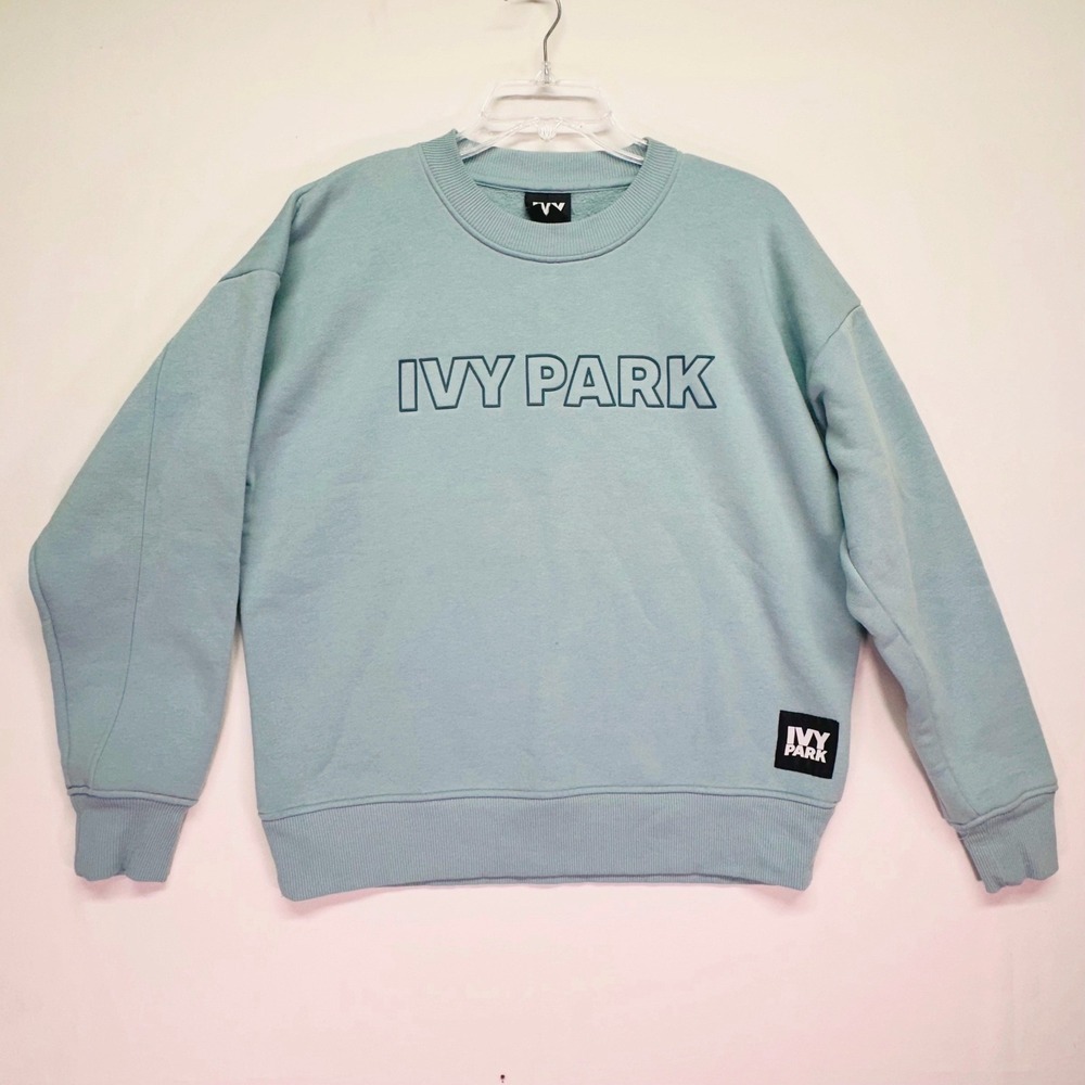 Ivy Park Womens Logo Crewneck Long‎ Sleeve Sweatshirt Mint Blue Size S